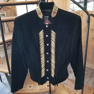 Tony Lama suede leather fringe jacket